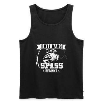 Rute Raus der Spass beginnt Fischer Angler Geschen - Männer Premium Bio Tank Top - Schwarz - Vorne - Michal (187cm)