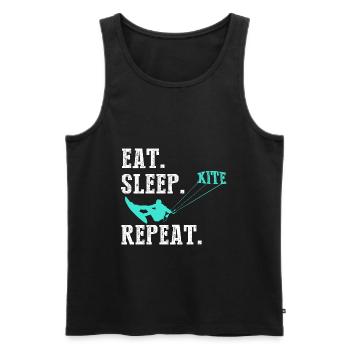 Kiteboarding Kite Kiten - Eat Sleep Kite Kitesurfe - Männer Premium Bio Tank Top - Schwarz - Vorne - Michal (187cm)
