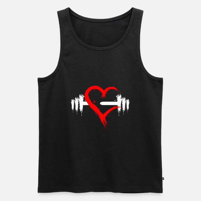 Hantel mit Herz - Männer Premium Bio Tank Top - Schwarz
