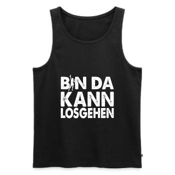 Bin Da Kann Losgehen Lusiger Party Spruch - Männer Premium Bio Tank Top - Schwarz - Vorne - AI Model Male 178 light (178cm)