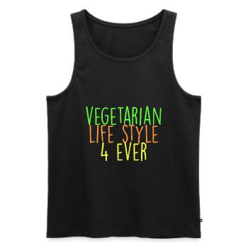 vegetarian lifestyle 4 ever - Men's Premium Organic Tank Top - black - Front - Michal (187cm)
