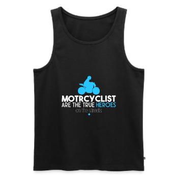 Motorcyclists are heroes - Men's Premium Organic Tank Top - black - Front - AI Model Male 178 light (178cm)