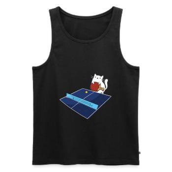 Tischtennis Outfit Damen Katze - Männer Premium Bio Tank Top - Schwarz - Vorne - Michal (187cm)