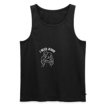 I need Jesus. Sinner Poison - Men's Premium Organic Tank Top - black - Front - AI Model Male 178 light (178cm)