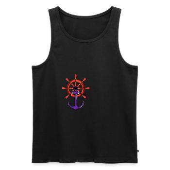 Anchor ship Captain Gift - Men's Premium Organic Tank Top - black - Front - Michal (187cm)