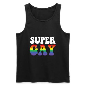 Super Gay Arc-en-ciel LGBTQ Gay Pride - Débardeur bio Premium Homme - noir - Devant - Michal (187cm)