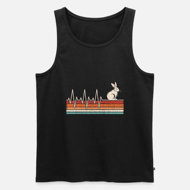 Hasen Herzschlag - Männer Premium Bio Tank Top - Schwarz