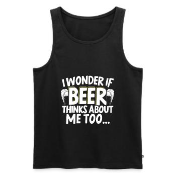 I Wonder If Beer Thinks About Me Too Alcoholic - Men's Premium Organic Tank Top - black - Front - AI Model Male 178 light (178cm)