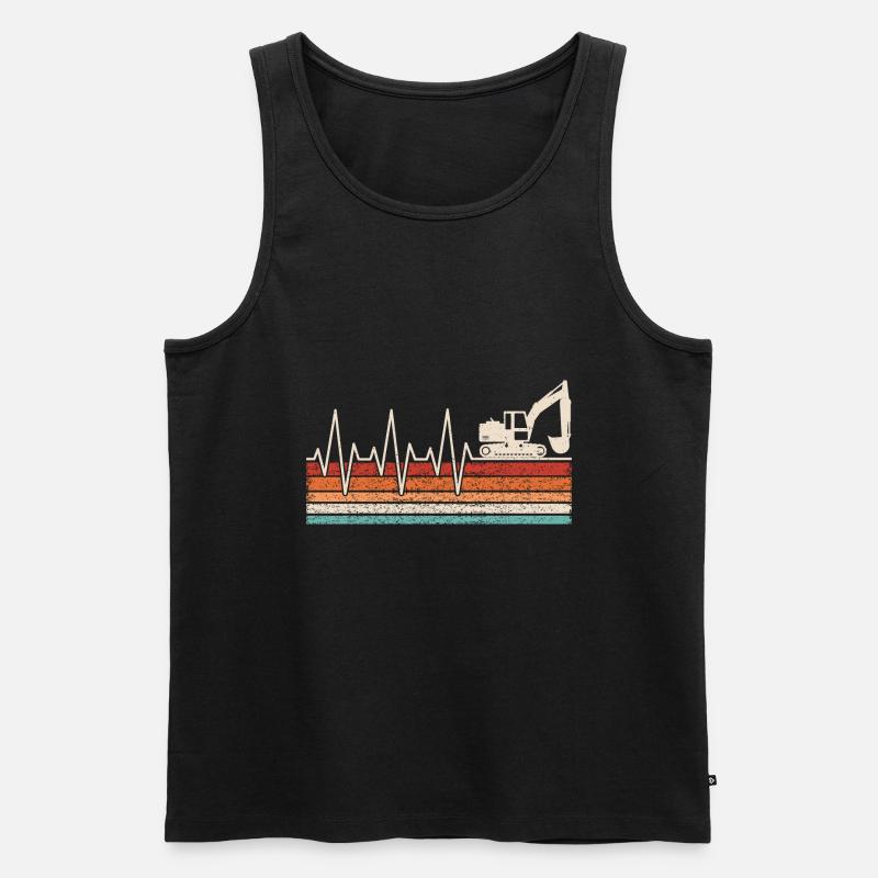 Baggerfahrer Herzschlag - Männer Premium Bio Tank Top - Schwarz