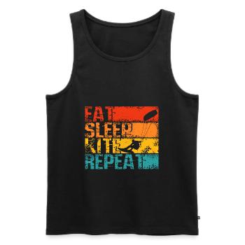 Kiteboarding Kite Kiten - Eat Sleep Kite Kitesurfe - Männer Premium Bio Tank Top - Schwarz - Vorne - Michal (187cm)