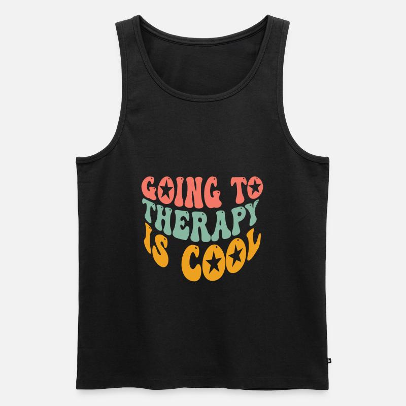 Going To Therapy Is Cool - Männer Premium Bio Tank Top - Schwarz