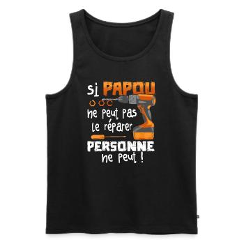 Si PAPOU Ne Peut Pas Le Réparer Personne Ne Peut - Débardeur bio Premium Homme - noir - Devant - Michal (187cm)