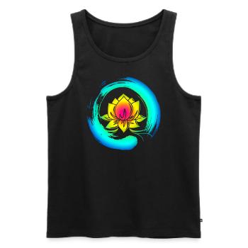 Cercle Enso Zen Méditation Fleur de Lotus Japon Yoga - Débardeur bio Premium Homme - noir - Devant - Michal (187cm)