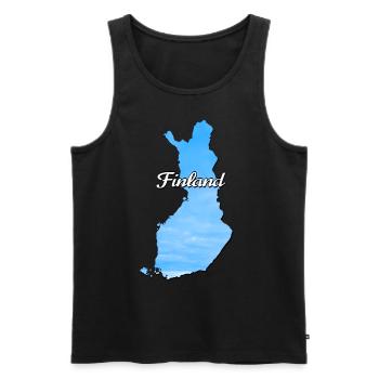 The map of Finland Suomi, blue color - Men's Premium Organic Tank Top - black - Front - AI Model Male 178 light (178cm)
