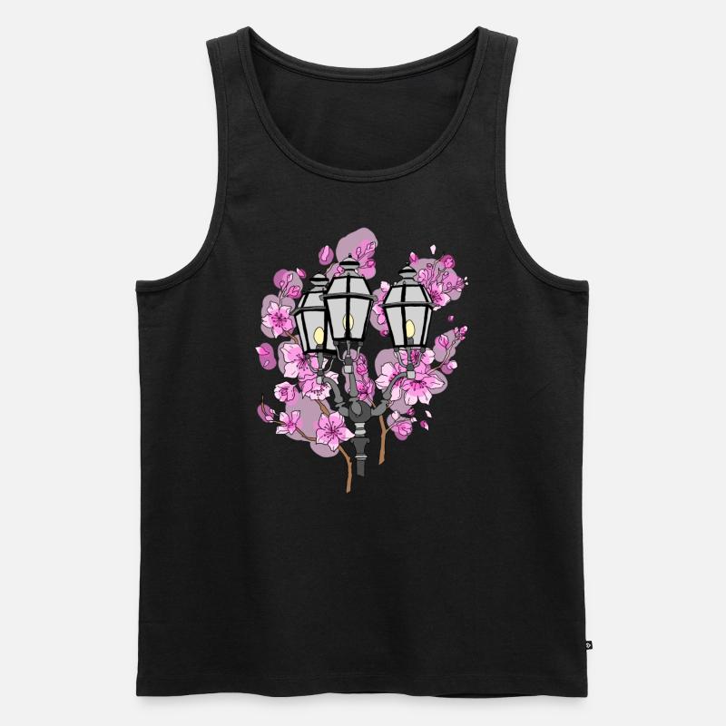 Cherry Blossom Lantern - Männer Premium Bio Tank Top - Schwarz