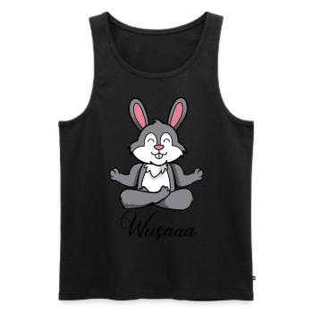 Auszeit Durchatmen Wusaaa Hase - Männer Premium Bio Tank Top - Schwarz - Vorne - Michal (187cm)