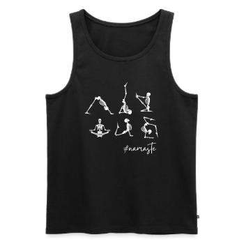 LUSTIGES YOGA SKELETT NAMASTE - Männer Premium Bio Tank Top - Schwarz - Vorne - Michal (187cm)