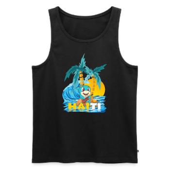 Insel Haiti weißer Hai mit Ukulele, Gitarrenhai - Männer Premium Bio Tank Top - Schwarz - Vorne - AI Model Male 178 light (178cm)