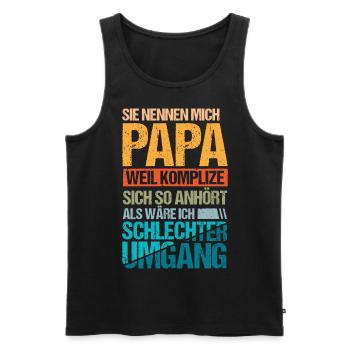 Sie nennen mich Papa - Männer Premium Bio Tank Top - Schwarz - Vorne - Michal (187cm)