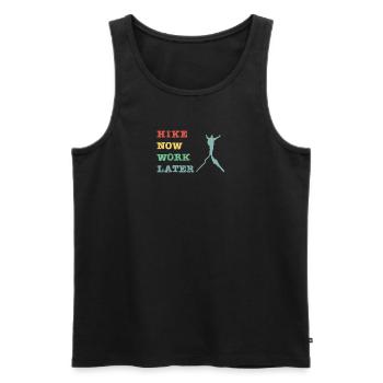 Hike now work later - Männer Premium Bio Tank Top - Schwarz - Vorne - AI Model Male 178 light (178cm)