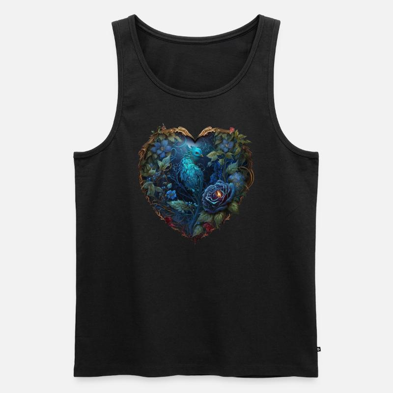 Valentine Vogel Rosen Liebe - Männer Premium Bio Tank Top - Schwarz