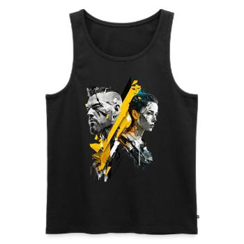 cyber punk No104 - Männer Premium Bio Tank Top - Schwarz - Vorne - AI Model Male 178 light (178cm)