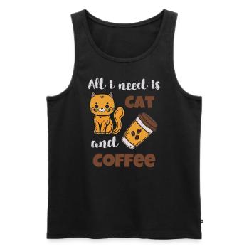Brauche Katze und Kaffee - Männer Premium Bio Tank Top - Schwarz - Vorne - AI Model Male 178 light (178cm)