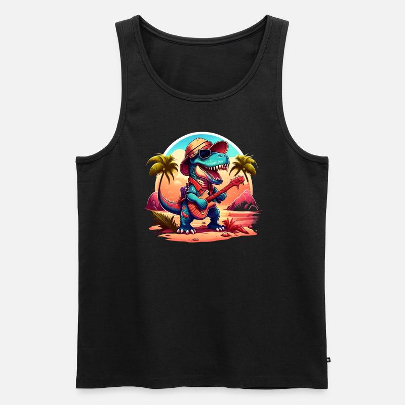 funky t-rex - Männer Premium Bio Tank Top - Schwarz