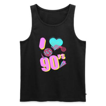I love 90´s - Männer Premium Bio Tank Top - Schwarz - Vorne - AI Model Male 178 light (178cm)
