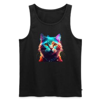Cat Colorful - Men's Premium Organic Tank Top - black - Front - AI Model Male 178 light (178cm)