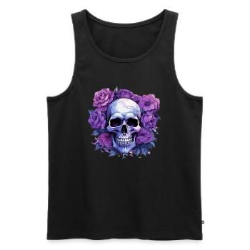 Eternal Blossoms - Skull & Purple Roses - Men's Premium Organic Tank Top - black - Front - AI Model Male 178 light (178cm)