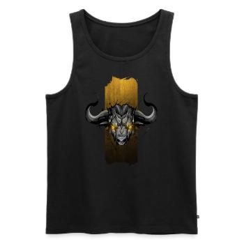 Majestic african buffalo: Essence of the Savannah - Men's Premium Organic Tank Top - black - Front - AI Model Male 178 light (178cm)