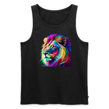 Lion Portrait - Débardeur bio Premium Homme - noir - Devant - Michal (187cm)
