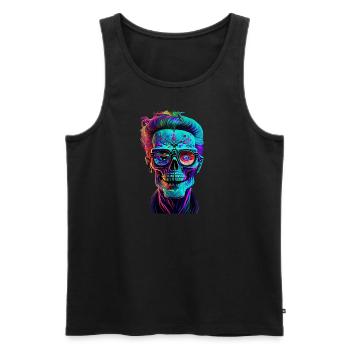 colorful skull - Männer Premium Bio Tank Top - Schwarz - Vorne - Michal (187cm)