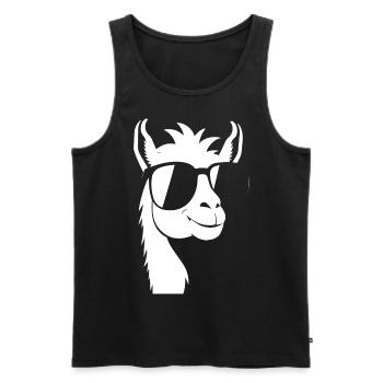 Lustiges Alpaka mit Sonnenbrille Coole Alpakas - Männer Premium Bio Tank Top - Schwarz - Vorne - AI Model Male 178 light (178cm)