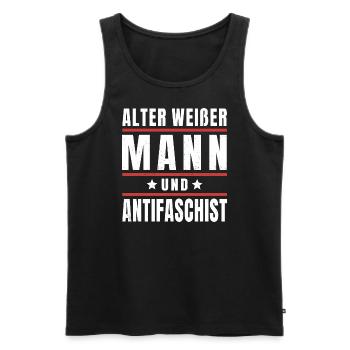 Antifaschismus Antifaschist Gegen Rechts Statement - Männer Premium Bio Tank Top - Schwarz - Vorne - Michal (187cm)