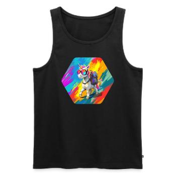 Licorne errante - Débardeur bio Premium Homme - noir - Devant - Michal (187cm)