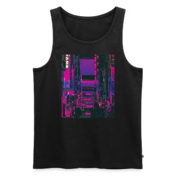 80's Retro Vaporwave Aesthetic Japan Tokyo - Men's Premium Organic Tank Top - black - Front - AI Model Male 178 light (178cm)