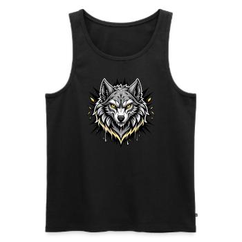 wolf - Männer Premium Bio Tank Top - Schwarz - Vorne - Michal (187cm)