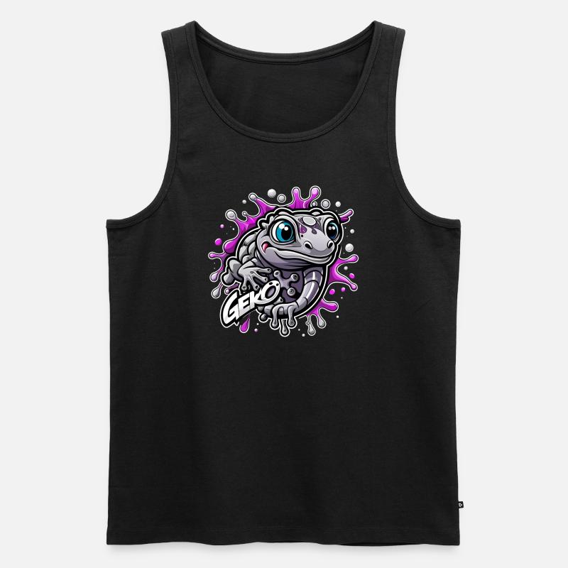 geko - Männer Premium Bio Tank Top - Schwarz