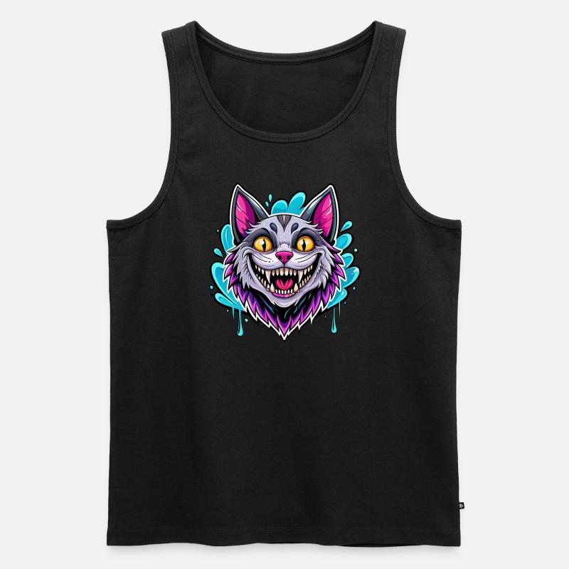 smiling cat - Männer Premium Bio Tank Top - Schwarz