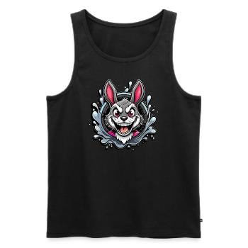 Lapin de Pâques fou - Débardeur bio Premium Homme - noir - Devant - Michal (187cm)