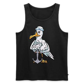 Sailor Mouette Ancre Sailor Ahoy Bird Maritime - Débardeur bio Premium Homme - noir - Devant - AI Model Male 178 light (178cm)