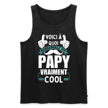 T-shirt Papy vraiment Cool - Débardeur bio Premium Homme - noir - Devant - Michal (187cm)