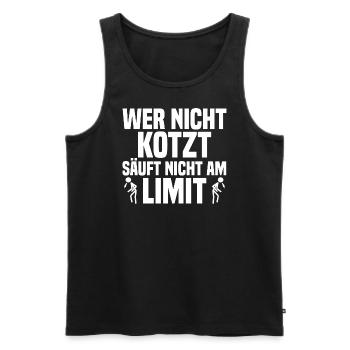 Wer nicht kotzt säuft nicht am Limit Saufsprüche - Männer Premium Bio Tank Top - Schwarz - Vorne - AI Model Male 178 light (178cm)