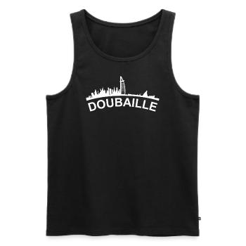 Doubaille humour Dubaï - Débardeur bio Premium Homme - noir - Devant - AI Model Male 178 light (178cm)