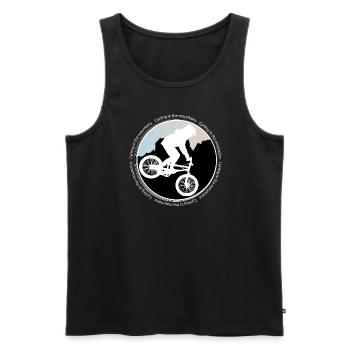 Cycling in the mountains. Radfahren in den Bergen. - Männer Premium Bio Tank Top - Schwarz - Vorne - AI Model Male 178 light (178cm)