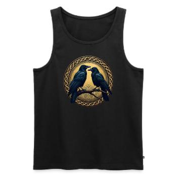 Zwei Raben mit keltischem Knoten - Männer Premium Bio Tank Top - Schwarz - Vorne - AI Model Male 178 light (178cm)