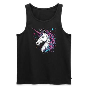 Zauberhaftes Einhorn 01 - Männer Premium Bio Tank Top - Schwarz - Vorne - Michal (187cm)