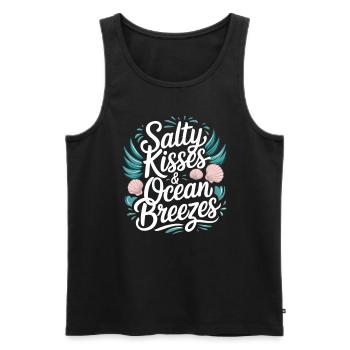 Salty Kisses | Meeresbrise & Strandgefühl - Männer Premium Bio Tank Top - Schwarz - Vorne - AI Model Male 178 light (178cm)